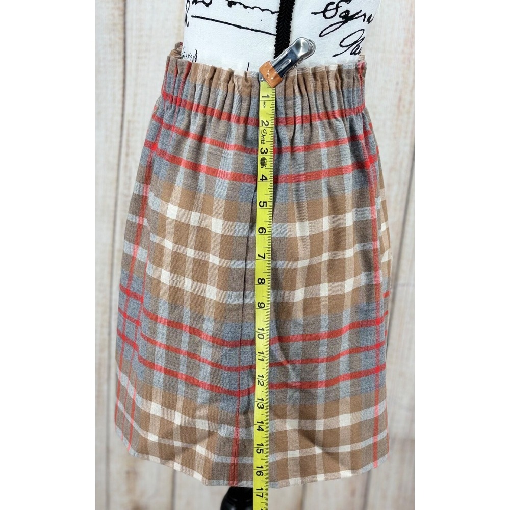 J. Crew Plaid Mini Skirt Size 4 Wool Blend Sidewalk Lined Pull On Elastic Waist - Picture 4 of 7